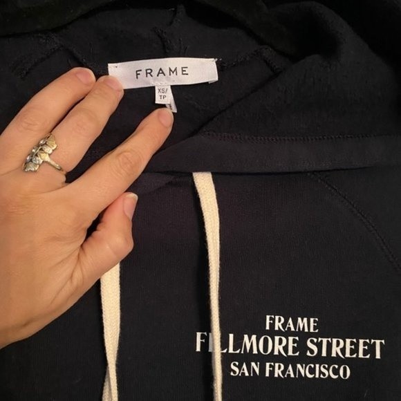 Frame San Francisco Fillmore Hoodie Sweatshirt in Navy Blue size X-Small - Picture 6 of 7